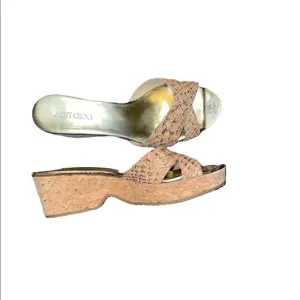 Authentic Jimmy Choo Panna Snake Print Wedge Platform Slide Sandals Size 36/US 6