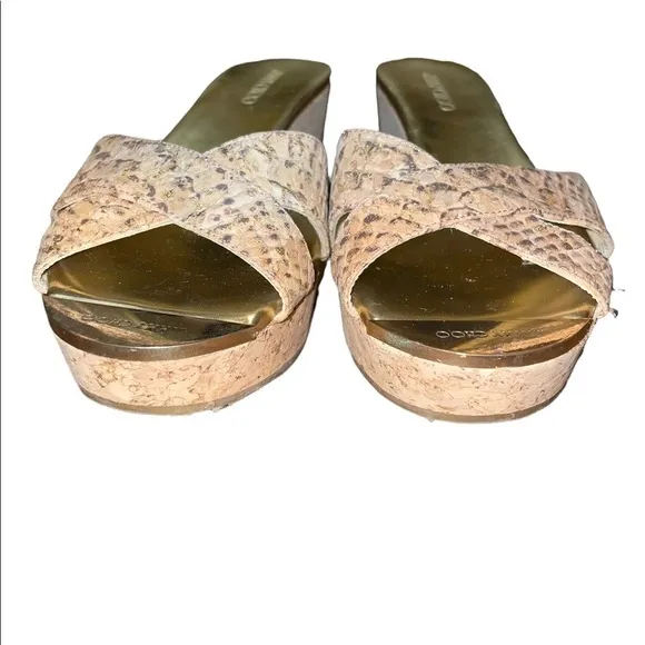 Authentic Jimmy Choo Panna Snake Print Wedge Platform Slide Sandals Size 36/US 6