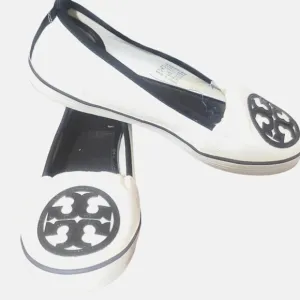 Authentic Tory Burch ivory and navy sneakers
