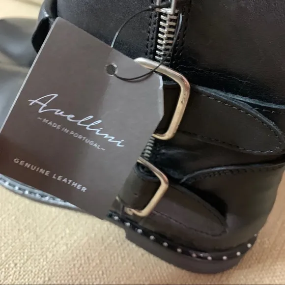 Avellini Made in Portugal Black Leather Bootie NWT