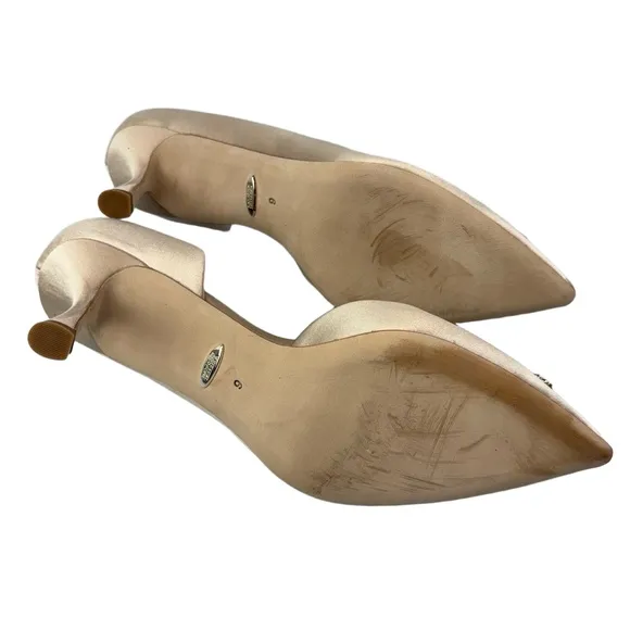 Badgley Mischka Womens 9 Fabia Pointed Toe Slip On d'Orsay Pumps Nude Satin