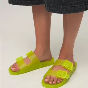 Balenciaga Women Mallorca Rubber Dual-Buckle Slide Sandals,size 8