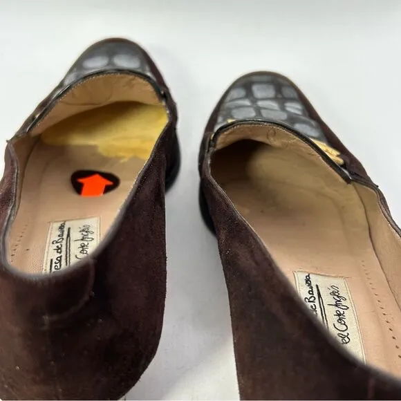 BALENCIAGA VTG Womans shoes 37 6.5 brown gold El Corte ingles horsebit suede