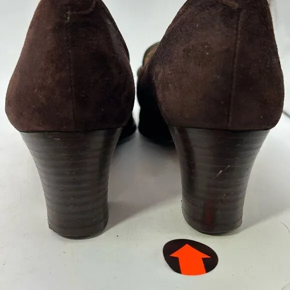 BALENCIAGA VTG Womans shoes 37 6.5 brown gold El Corte ingles horsebit suede