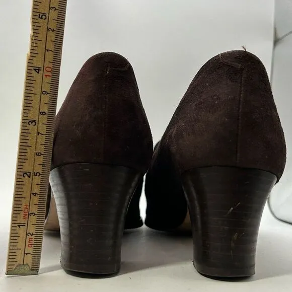 BALENCIAGA VTG Womans shoes 37 6.5 brown gold El Corte ingles horsebit suede
