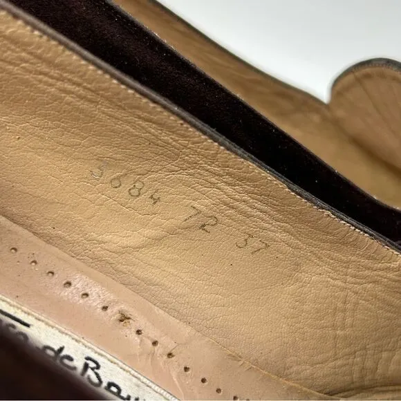 BALENCIAGA VTG Womans shoes 37 6.5 brown gold El Corte ingles horsebit suede