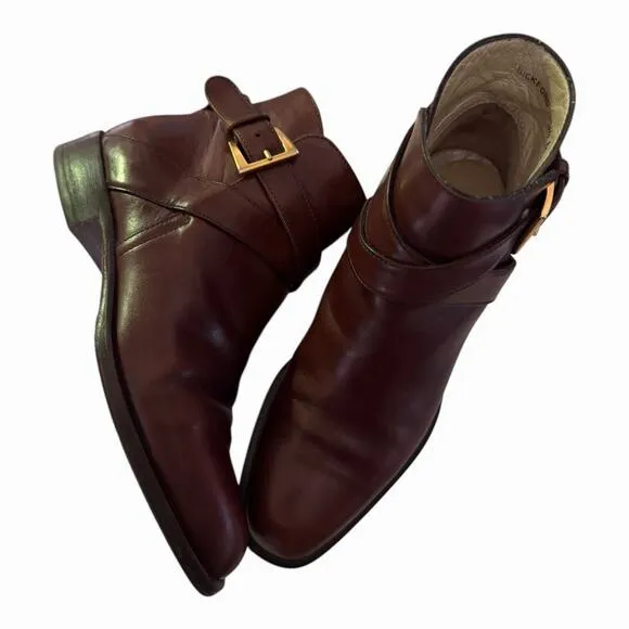 BALLY Bickford Leather Ankle Boots Buckle Strap Brown made in Italy size 5.5