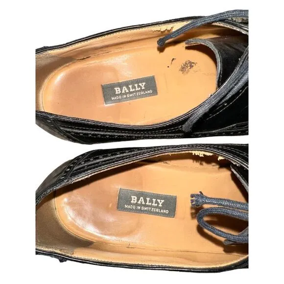 Bally Black Leather Oxford Men’s Dress Shoes Size 9.5 B