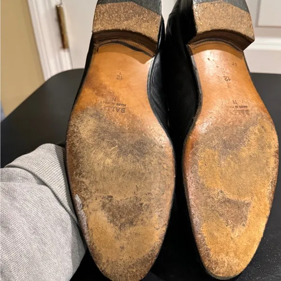 Bally Black Leather Tassel Loafers Slip-Ons size 12