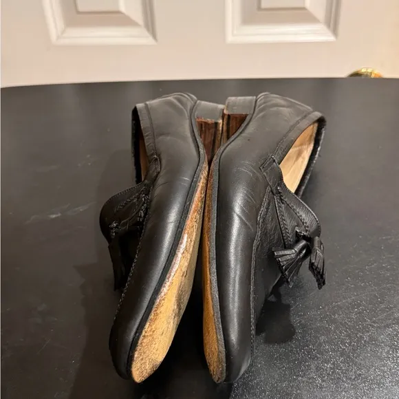 Bally Black Leather Tassel Loafers Slip-Ons size 12