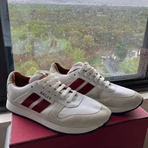 Bally Men's White and Red Sneakers
