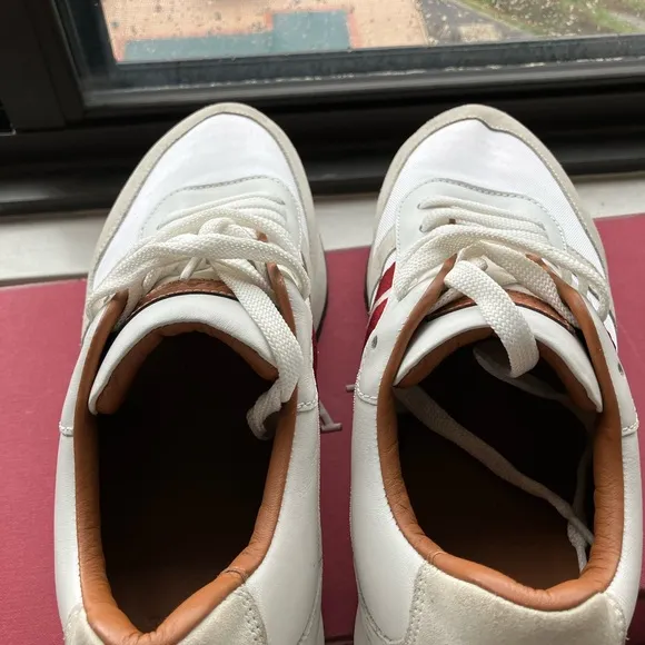 Bally Men's White and Red Sneakers