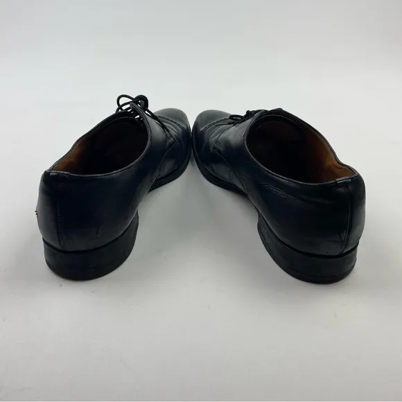 Bally Switzerland Men’s Size 7 D Black Leather Cap Toe Lace Up Derby Dress Shoes