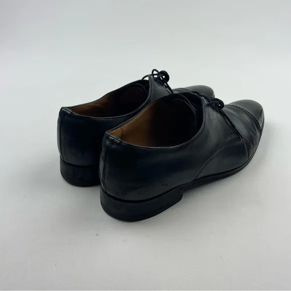 Bally Switzerland Men’s Size 7 D Black Leather Cap Toe Lace Up Derby Dress Shoes