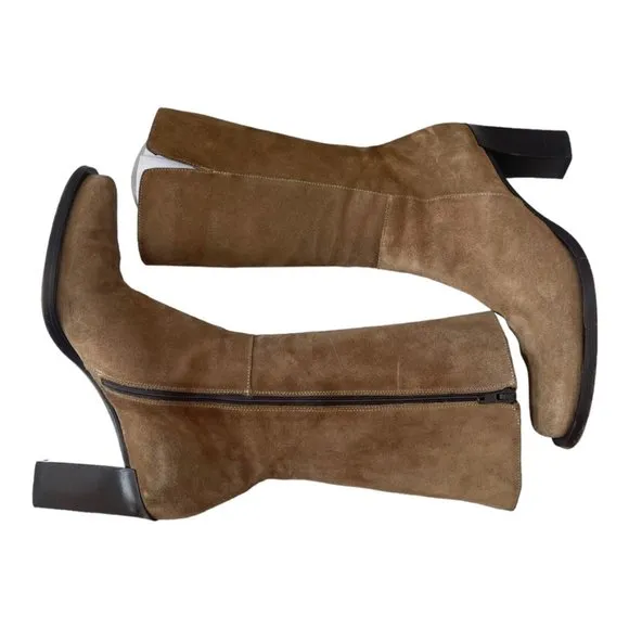 Banana Republic Women's Tan Suede Mid Calif inside Zipper Boots Size 8