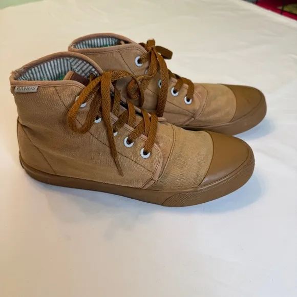 Bangs Tan High-Top Canvas Sneakers