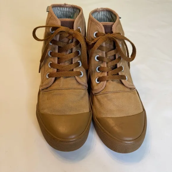 Bangs Tan High-Top Canvas Sneakers