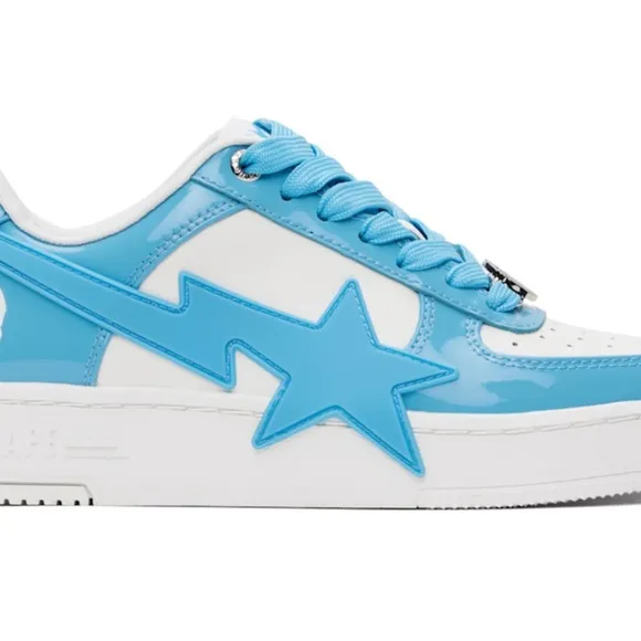 Bape Blue and White Sneakers with Athletic Silhouette