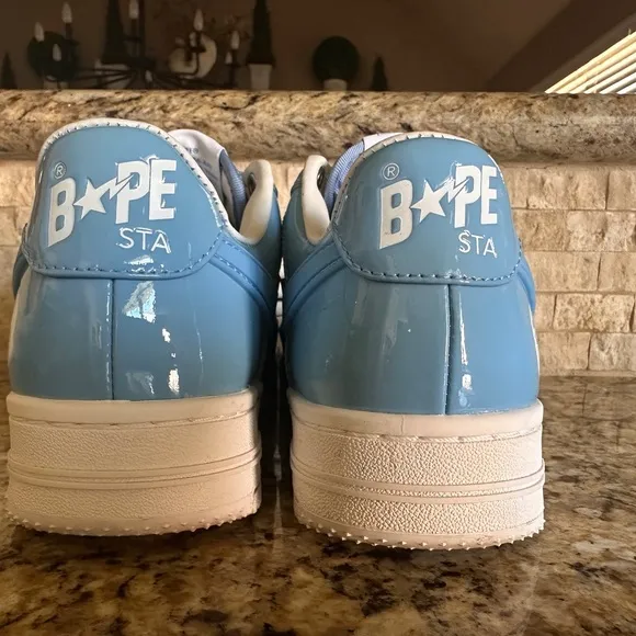 Bape Blue and White Sneakers with Athletic Silhouette