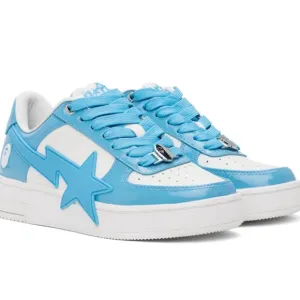 Bape Blue and White Sneakers with Athletic Silhouette