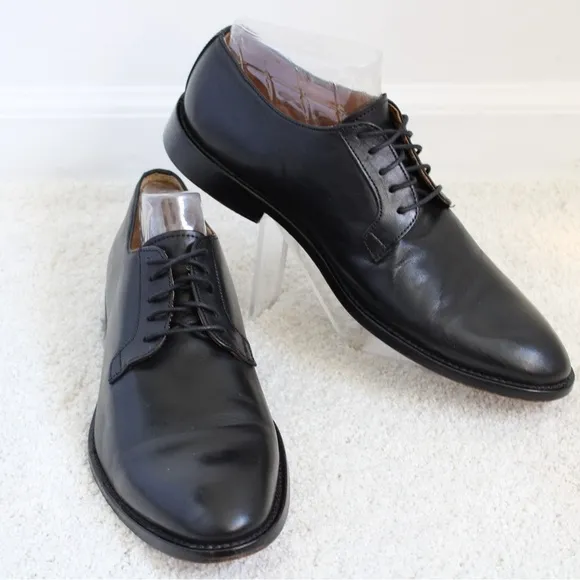 Barneys New York Derby Italian Leather Men’s Lace Up Black Dress Shoes Size 9