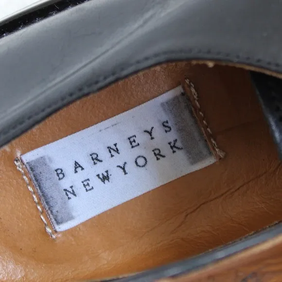 Barneys New York Derby Italian Leather Men’s Lace Up Black Dress Shoes Size 9