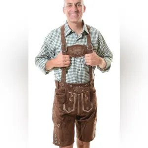 Bavaria Trachten Lederhosen Mens, Sz 30 US/48 EU Dark Brown
