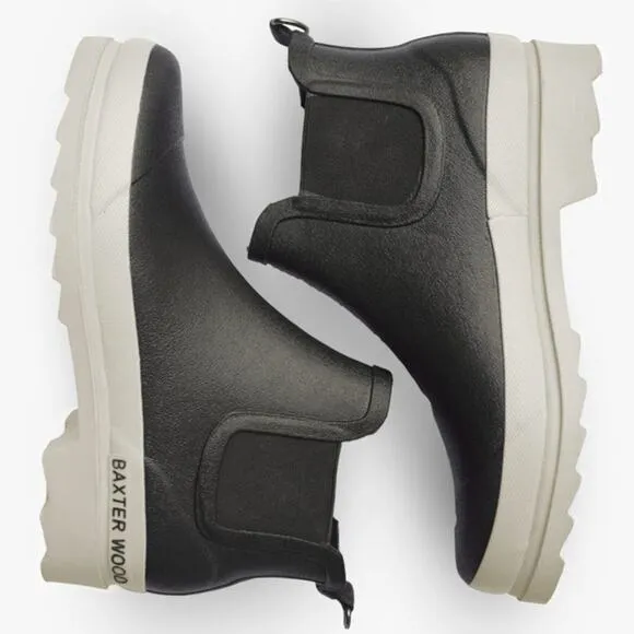 Baxter Wood Black The Hevea Chelsea White Sole Rain Boots