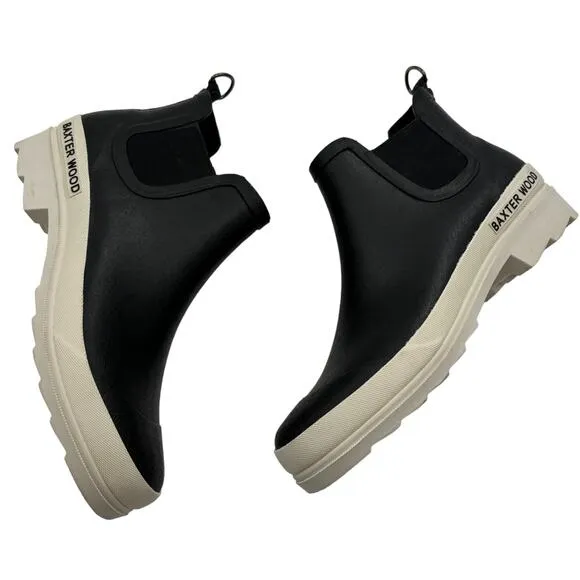 Baxter Wood Black The Hevea Chelsea White Sole Rain Boots