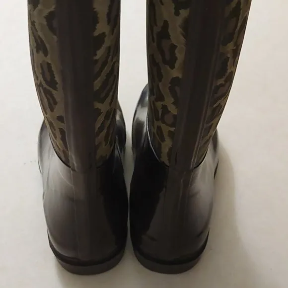 BCBGGeneration Madison Leopard Rubber Rain Boots Retail $395