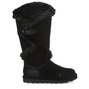 Bearpaw Boots Size 5 Black Womens Sheilah Suede Boots Sheepskin Footbed NEW