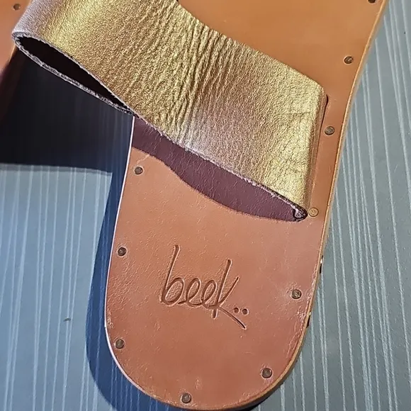 Beek‎ Finch Rose Gold/ Tan Toe Ring Leather Sandals Size 5 NWOT $280