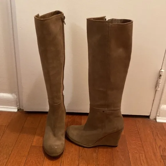 Beige Suede Wedge Boots by Chuckies New York 8