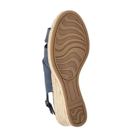 Bella Vita Women's Cheerful Espadrille Wedge Sandals Navy Linen Size 10 W
