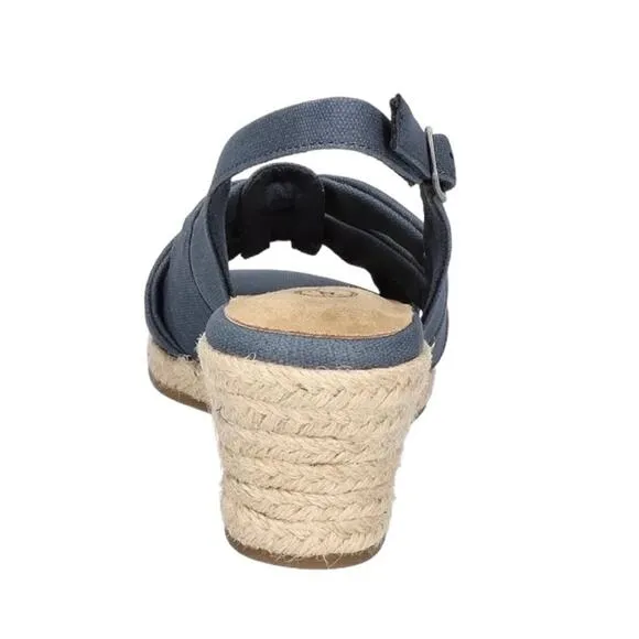Bella Vita Women's Cheerful Espadrille Wedge Sandals Navy Linen Size 10 W