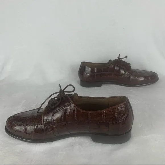 BELVEDERE Mens Dress Shoes Exotic Reptile‎ Lace Up Italian Oxford Sz 9M VTG READ