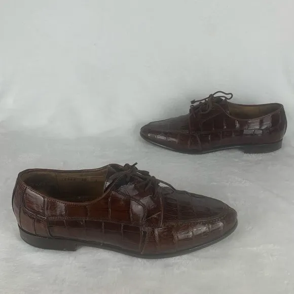 BELVEDERE Mens Dress Shoes Exotic Reptile‎ Lace Up Italian Oxford Sz 9M VTG READ
