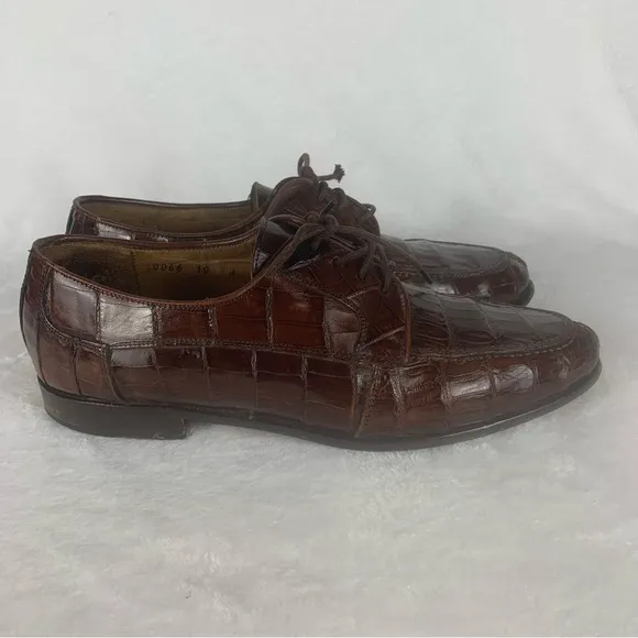 BELVEDERE Mens Dress Shoes Exotic Reptile‎ Lace Up Italian Oxford Sz 9M VTG READ