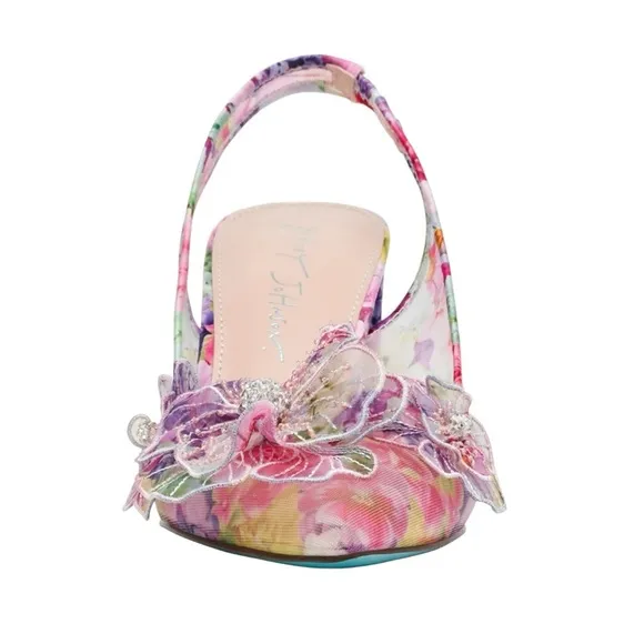 Betsey Johnson Women's PETRA Floral Slingback Heels - Pink Size 9.5