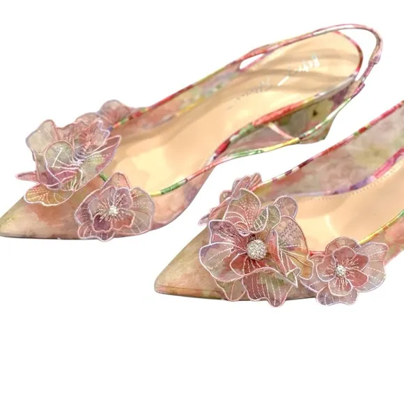 Betsey Johnson Women's PETRA Floral Slingback Heels - Pink Size 9.5