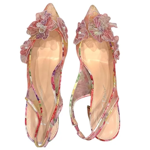Betsey Johnson Women's PETRA Floral Slingback Heels - Pink Size 9.5