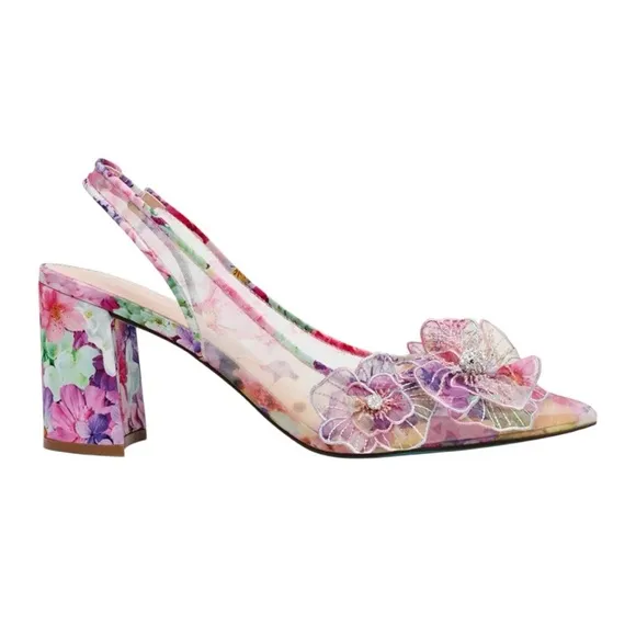 Betsey Johnson Women's PETRA Floral Slingback Heels - Pink Size 9.5