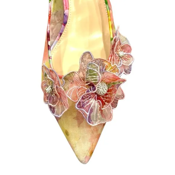 Betsey Johnson Women's PETRA Floral Slingback Heels - Pink Size 9.5