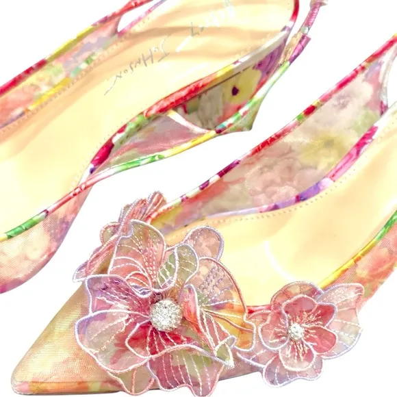 Betsey Johnson Women's PETRA Floral Slingback Heels - Pink Size 9.5