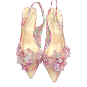 Betsey Johnson Women's PETRA Floral Slingback Heels - Pink Size 9.5