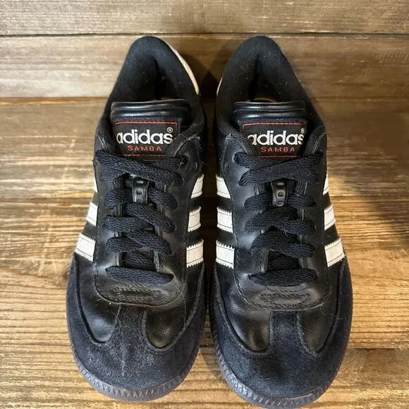 Big Kids Adidas Samba Black Suede Athletic Casual Sneakers Shoes Size‎ 2.5 Y GUC