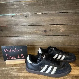 Big Kids Adidas Samba Black Suede Athletic Casual Sneakers Shoes Size‎ 2.5 Y GUC