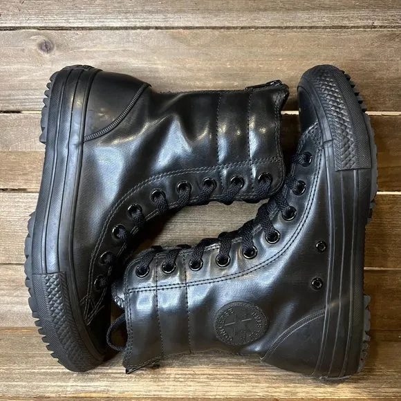 Big Kids‎ Converse CTAS Hi-Rise Black Rubber Waterproof Ankle Boots Size 5 Y GUC