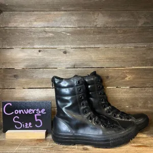 Big Kids‎ Converse CTAS Hi-Rise Black Rubber Waterproof Ankle Boots Size 5 Y GUC