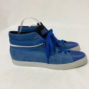 Bikkembergs Antra Blue Suede Leather Mid Low Top Zipper Sneakers Shoes 45 11.5